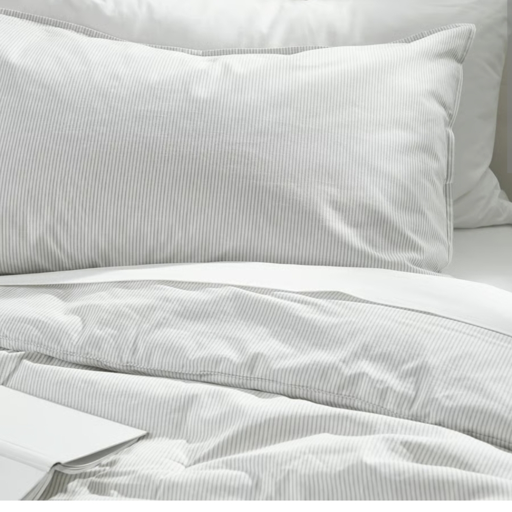 IKEA BERGPALM Striped Gray and White *COMFORTER ONLY*